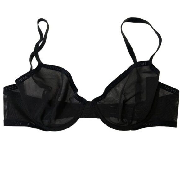 Victorias Secret Black Sheer Mesh Underwire Bralette 36B - Picture 1 of 7